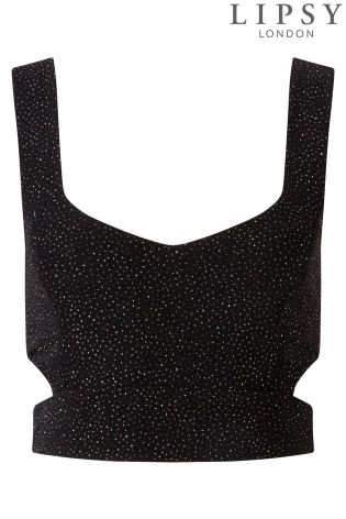 Lipsy Glitter Cutout Crop Top